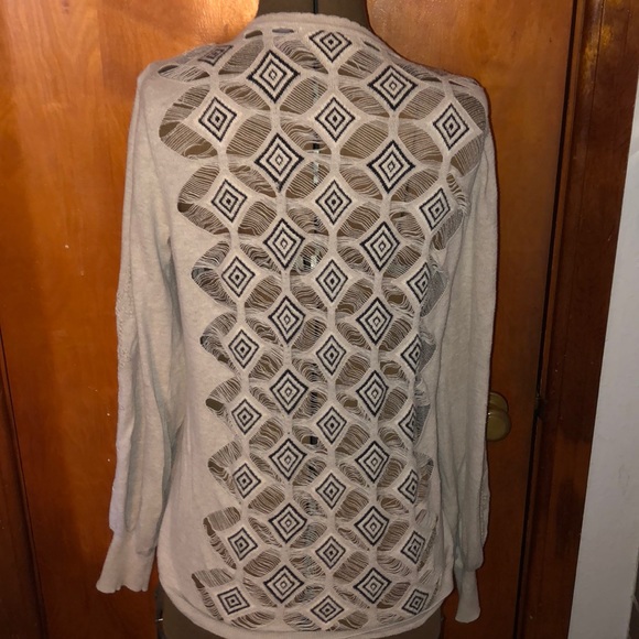 DONATING SOON!!! Tan cardigan with cute cutout design back - Picture 2 of 3